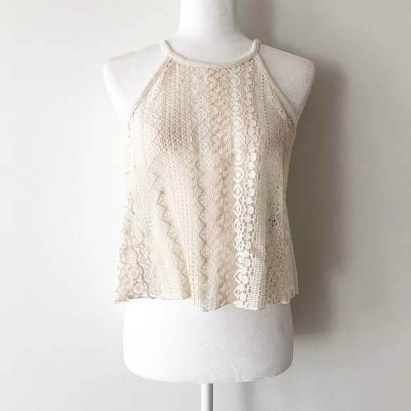 American Eagle Outfitters Tops - American Eagle | Two-Toned Sheer Lace Crop Top NWT